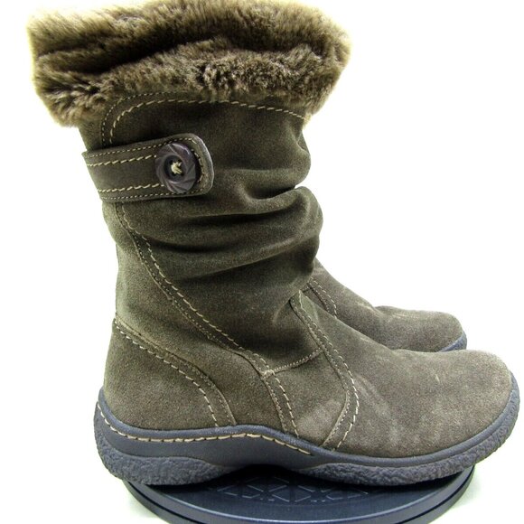 Canyon River Blues Boots Womens 7.5M Leather Side Zip Cottagecore Faux Fur Trim - Picture 1 of 6